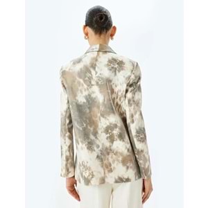 Modal Kumaş Soyut Desenli Cepli Kruvaze Blazer Ceket 5SAK50045UW - KOTON - EKRU - 36