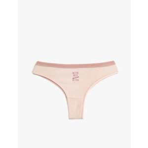 Pamuklu Baskılı Kadın Brazilian Külot 5SLK30061MK - KOTON - PEMBE - L