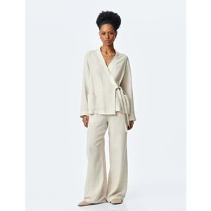 Pamuklu Yüksek Bel Cepli Bol Kesim Pantolon 5SAK40090UW - KOTON - KAHVERENGİ - 34