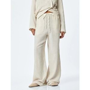 Pamuklu Yüksek Bel Cepli Bol Kesim Pantolon 5SAK40090UW - KOTON - KAHVERENGİ - 34