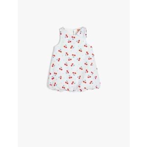 Kız Bebek Kiraz Desenli Fiyonk Detaylı Kolsuz Pamuklu Elbise 5SMG80067AW - KOTON - MAVİ - 24-36 AY