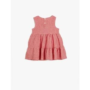 Kız Bebek Çiçek Aplikeli Kat Kat Detaylı A Kesim Askılı Elbise 5SMG80050AW - KOTON - KIRMIZI - 12-18 AY