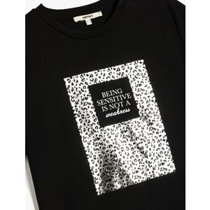 Bisiklet Yaka Kısa Kollu Metalik Baskılı Tişört 5SAK50116EK