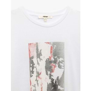 Kısa Kollu Bisiklet Yaka Baskılı Tişört 5SAK50118EK