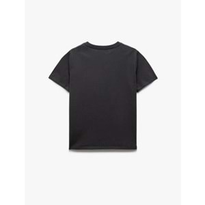 Pamuklu Kısa Kollu Bisiklet Yaka Baskılı Kadın Tişört 5SAK50121EK