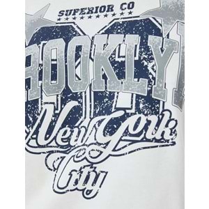 Kolej Baskılı Bisiklet Yaka Kısa Kollu Rahat Kalıp Tişört 5SAL10038IK - KOTON - EKRU - S