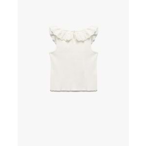 Kız Bebek Pamuklu Brodeli Fırfırlı Bisiklet Yaka Kolsuz Atlet 5SMG30001AK