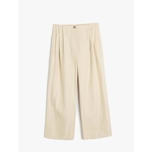 Yüksek Bel Geniş Paça Pamuklu Çizgili Pantolon 5SKG40110AW