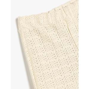 Kız Çocuk Düz Örgü Desenli Kroşe Mini Şort 5SKG40130AK - KOTON - BEJ - 9-10 YAŞ