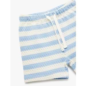 Erkek Bebek Beli Lastikli Pamuklu Çizgili Triko Şort 5SMB40124TK - KOTON - EKRU - 3-4 YAŞ