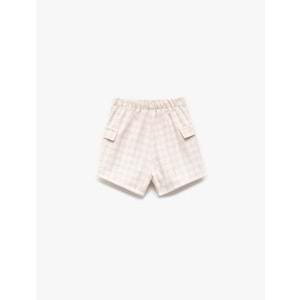 5SKG40138AW Kız Çocuk Beli Lastikli Cep Detaylı Tüvit Şort Etek