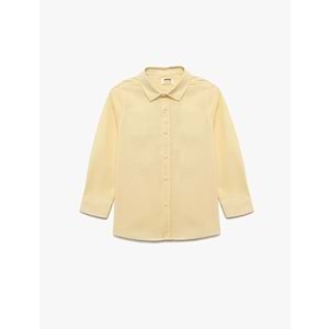 Erkek Çocuk Pamuklu Uzun Kollu Düğmeli Basic Gömlek 5SKB60144TW - KOTON - SARI - 9-10 YAŞ