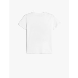 Erkek Çocuk Pamuklu Palmiye Baskılı Bisiklet Yaka Kısa Kollu Tişört 5SKB10088TK - KOTON - BEYAZ - 7-8 YAŞ