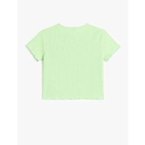 Kız Çocuk Palmiye Desenli Pencere Detaylı Tişört 5SKG10085AK - KOTON - YEŞİL - 5-6 YAŞ