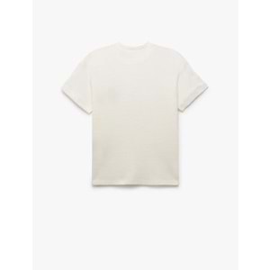 Erkek Çocuk Pamuklu Nakış Detaylı Bisiklet Yaka Kısa Kollu Tişört 5SKB10225TK - KOTON - EKRU - 4-5 YAŞ