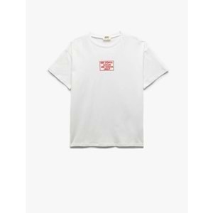 Erkek Çocuk Bisiklet Yaka Kısa Kollu Pamuklu Baskılı Tişört 5SKB10485TK - KOTON - BEYAZ - 7-8 YAŞ