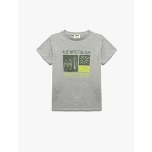 Erkek Çocuk Baskılı Kısa Kollu Yuvarlak Yaka Pamuklu Tişört 5SKB10560TK - KOTON - GRİ - 5-6 YAŞ