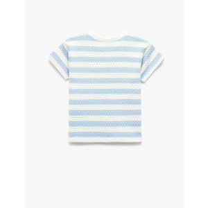 Erkek Bebek Kısa Kollu Bisiklet Yaka Çizgili Jakarlı Tişört 5SMB10258TK - KOTON - EKRU - 3-4 YAŞ