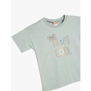 Erkek Bebek Slogan Baskılı Kısa Kollu Pamuklu Tişört 5SMB10182TK - KOTON - YEŞİL - 3-4 YAŞ