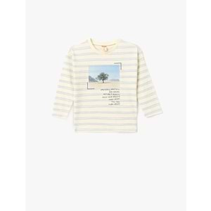 Erkek Bebek Fotoğraf Baskılı Pamuklu Uzun Kollu Tişört 5SMB10180TK - KOTON - EKRU - 3-4 YAŞ