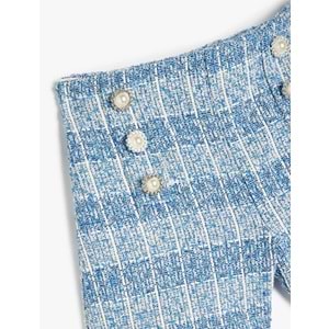 Kız Çocuk Düğme Detaylı Tüvit Şort 5SKG40046AW - KOTON - MAVİ - 4-5 YAŞ
