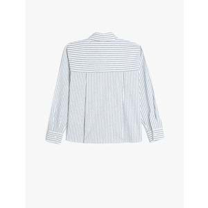 Uzun Kollu Düğme Kapamalı Viskon Karışımlı Çizgili Gömlek 5SKG60109AW - KOTON - MAVİ ÇİZGİLİ - 7-8 YAŞ