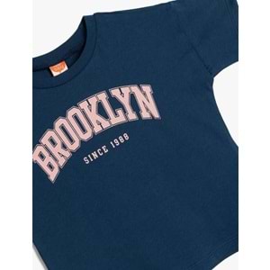 Erkek Bebek Slogan Baskılı Kısa Kollu Pamuklu Tişört 5SMB10060TK - KOTON - LACİVERT - 24-36 AY