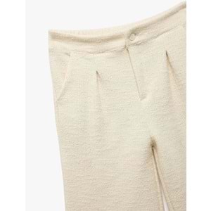 Kız Çocuk Cepli Pile Detaylı Düğmeli Bol Paça Tüvit Pantolon 5SKG40067AK - KOTON - EKRU - 11-12 YAŞ