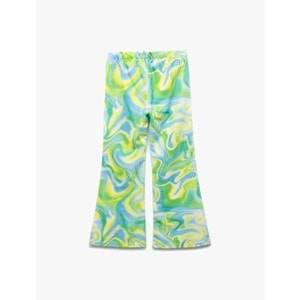 Kız Çocuk Beli Lastikli Desenli İspanyol Paça Pantolon 5SKG40076AK - KOTON - YEŞİL - 6-7 YAŞ