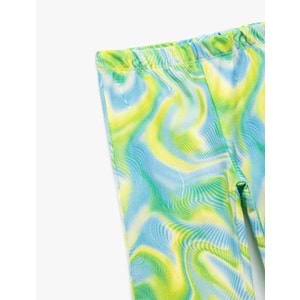 Kız Çocuk Beli Lastikli Desenli İspanyol Paça Pantolon 5SKG40076AK - KOTON - YEŞİL - 6-7 YAŞ