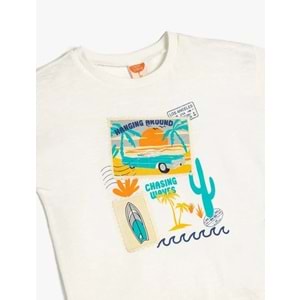 Erkek Bebek Yaz Temalı Baskı Detaylı Pamuklu Tişört 5SMB10006TK - KOTON - EKRU - 3-4 YAŞ