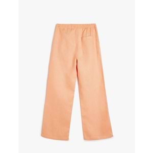 Kız Çocuk Beli Bağcıklı Bol Paça Basic Keten Pantolon 5SKG40106AW - KOTON - PEMBE - 5-6 YAŞ
