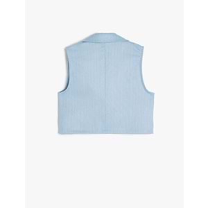 Kız Çocuk Kruvaze Krop Yelek Düğme Detaylı Cep Aplikeli 5SKG20018AW - KOTON - MAVİ - 5-6 YAŞ