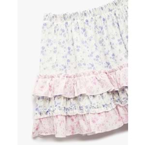 Beli Lastikli Katlı Çiçekli Viskon Etek 5SKG70025AW