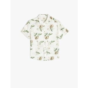 Erkek Çocuk Desenli Kısa Kollu Pamuklu Gömlek 5SKB60045TW - KOTON - EKRU - 9-10 YAŞ