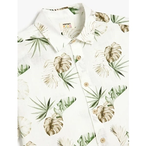 Erkek Çocuk Desenli Kısa Kollu Pamuklu Gömlek 5SKB60045TW - KOTON - EKRU - 9-10 YAŞ