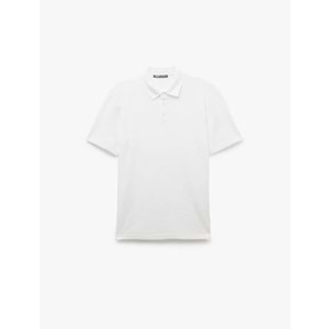 Kısa Kollu Pamuk Karışımlı Regular Fit Polo Yaka Tişört 5SAM10001MK - KOTON - BEYAZ - L