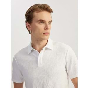 Kısa Kollu Pamuk Karışımlı Regular Fit Polo Yaka Tişört 5SAM10001MK
