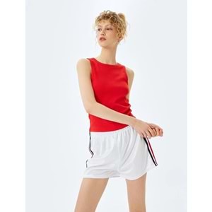 Bisiklet Yaka Kolsuz Slim Fit Basic Kadın Atlet 5SAL30043IK - KOTON - KIRMIZI - M