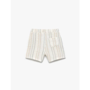 Erkek Bebek Pamuklu Düğme Detaylı Çizgili Müslin Şort 5SMB40090TW - KOTON - EKRU - 3-4 YAŞ