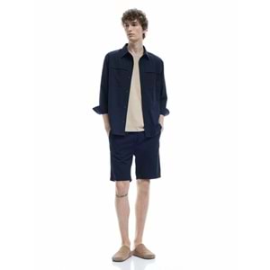 Viskon Karışımlı Cep Detaylı Bermuda Beli Bağcıklı Şort 5SAM40017HW