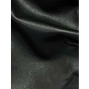 Drapeli Yırtmaçlı Suni Deri Mini Etek - 6WAK70007EW - SİYAH - 40