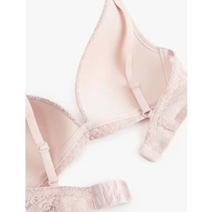 Rahat Kalıp Balensiz Dantelli Soft Bralet Sütyen 6WLK10024MK - KOTON - PEMBE - S
