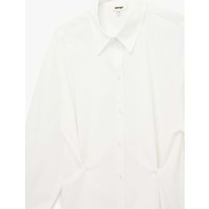 Regular Fit Uzun Kollu Düğme Detaylı Poplin Gömlek 6SAK60132PW - KOTON - KIRIK BEYAZ - 34