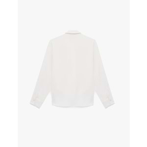 Regular Fit Uzun Kollu Düğmeli Klasik Yaka Volanlı Gömlek 6SAK60288UW - KOTON - EKRU - 34