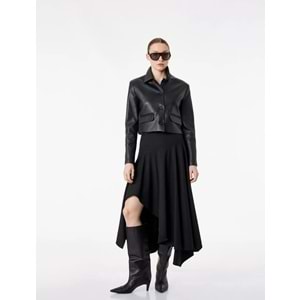 Yüksek Bel Kemer Detaylı Kloş Midi Etek 6SAK70132UW - KOTON - 36