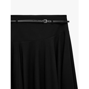 Yüksek Bel Kemer Detaylı Kloş Midi Etek 6SAK70132UW - KOTON - 36