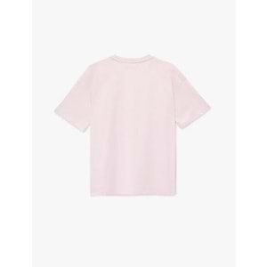 Kısa Kollu Bisiklet Yaka Pamuklu Çiçek Baskılı Oversize Tişört 6SAL10106IK - KOTON - PEMBE - S