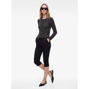 Slim Fit Uzun Kollu Bisiklet Yaka Düğmeli Triko Hırka - 7WAL90015IK