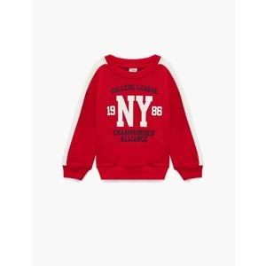 Erkek Bebek Pamuklu Uzun Kollu Bisiklet Yaka Baskılı Sweatshirt 7WMB10054TK - KOTON - KIRMIZI - 3-4 YAŞ - ST00012395-475790